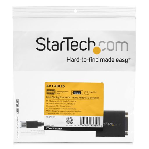 StarTech.com MDP2DVI video átalakító kábel 0,13 M Mini DisplayPort DVI-I Fekete