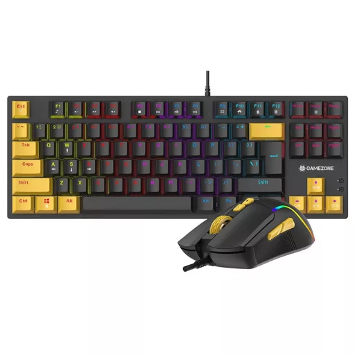 Tracer HORNET 87 billentyűzet Egér mellékelve Játék USB QWERTY Angol Fekete, Sárga