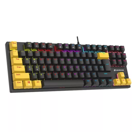 Tracer HORNET 87 billentyűzet Egér mellékelve Játék USB QWERTY Angol Fekete, Sárga