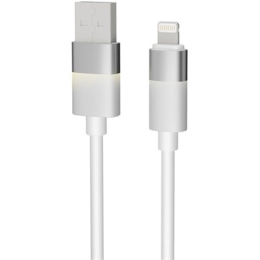 KAB AVAX CB310 GLOWY USB-A - Lightning töltőkábel, fehér - 1m