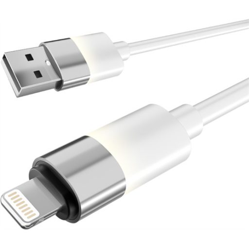 KAB AVAX CB310 GLOWY USB-A - Lightning töltőkábel, fehér - 1m