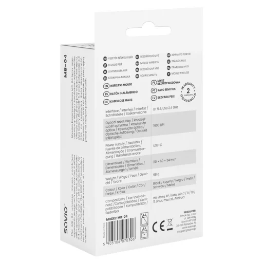 Savio MB-04 egér Univerzális Kétkezes Bluetooth IR LED 1600 DPI
