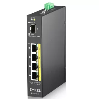   Zyxel RGS100-5P Beállítást nem igénylő (unmanaged) L2 Gigabit Ethernet (10/100/1000) Ethernet-áramellátás (PoE) támogatása Fekete