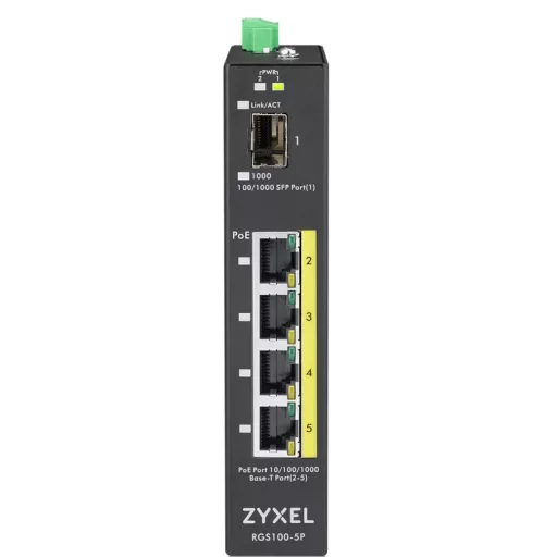 Zyxel RGS100-5P Beállítást nem igénylő (unmanaged) L2 Gigabit Ethernet (10/100/1000) Ethernet-áramellátás (PoE) támogatása Fekete