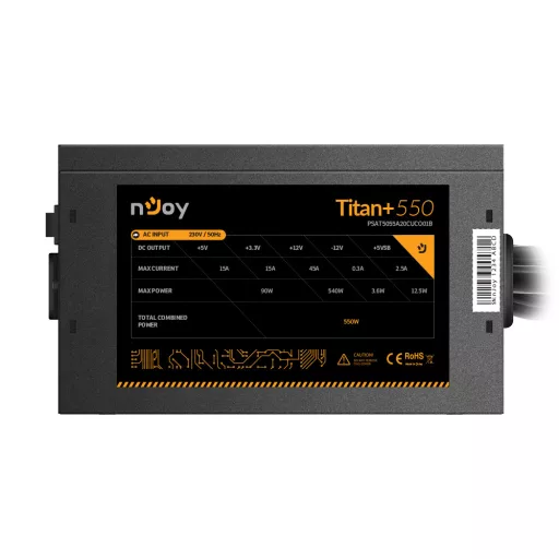 nJoy Titan+ 550 550 W 20+4 pin ATX ATX Fekete, Narancssárga