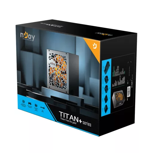 nJoy Titan+ 550 550 W 20+4 pin ATX ATX Fekete, Narancssárga