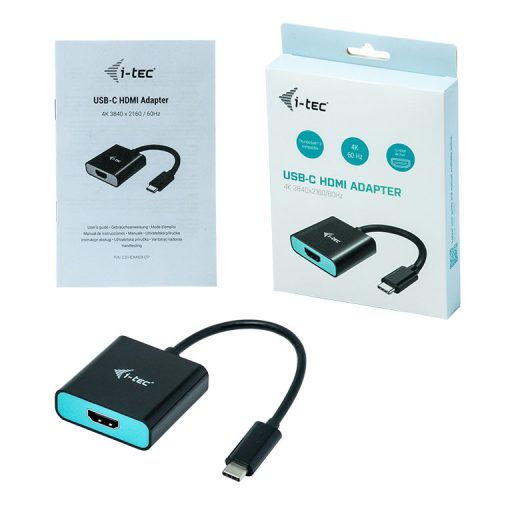 i-tec C31HDMI60HZP video átalakító kábel 0,15 M USB C-típus HDMI Fekete, Türkizkék