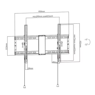   Gembird WM-80T-01 TV tartókeret 2,03 M (80") Fekete, Acél