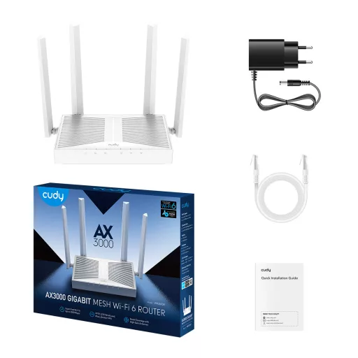 Cudy WR3000E vezetéknélküli router Gigabit Ethernet Kétsávos (2,4 GHz / 5 GHz) Fehér