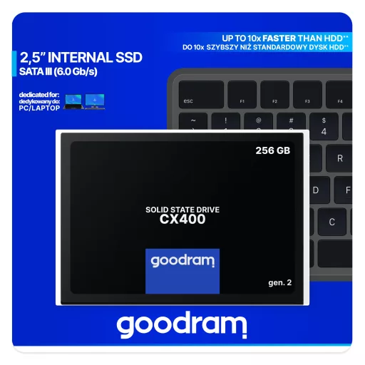 Goodram CX400 gen.2 256 GB 2.5" Serial ATA III 3D TLC NAND
