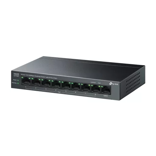 TP-Link LiteWave LS109P hálózati kapcsoló Beállítást nem igénylő (unmanaged) Fast Ethernet (10/100) Ethernet-áramellátás (PoE) támogatása Fekete