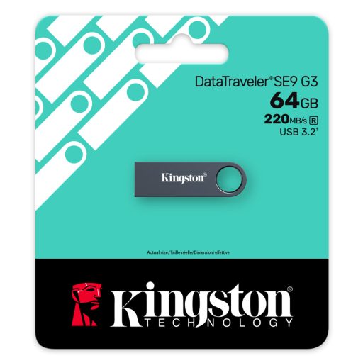 Kingston Technology DataTraveler SE9 G3 USB flash meghajtó 64 GB USB A típus 3.2 Gen 1 (3.1 Gen 1) Fekete