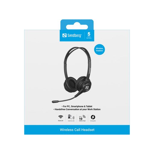 Sandberg 126-43 fejhallgató és headset Vezeték nélküli Fejpánt Zene/általános Bluetooth Fekete
