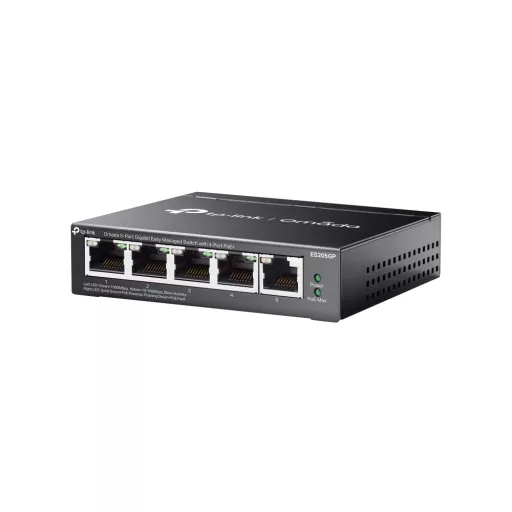 TP-Link Omada ES205GP hálózati kapcsoló Vezérelt Gigabit Ethernet (10/100/1000) Ethernet-áramellátás (PoE) támogatása Fekete