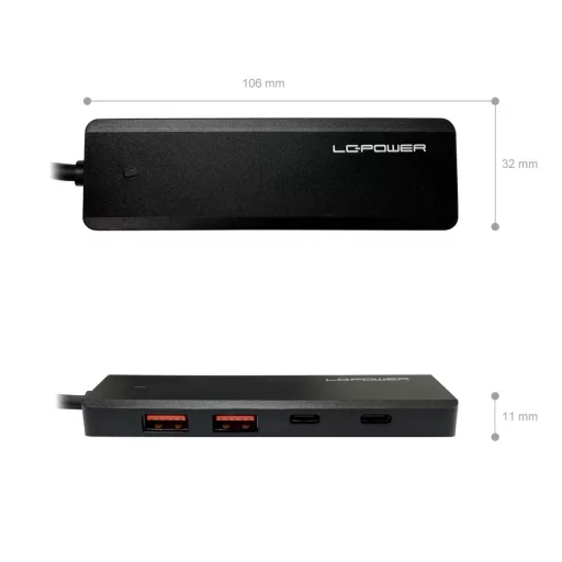 LC-Power LC-HUB-U3-4-C hálózati csatlakozó USB 3.2 Gen 2 (3.1 Gen 2) Type-A 10000 Mbit/s Fekete