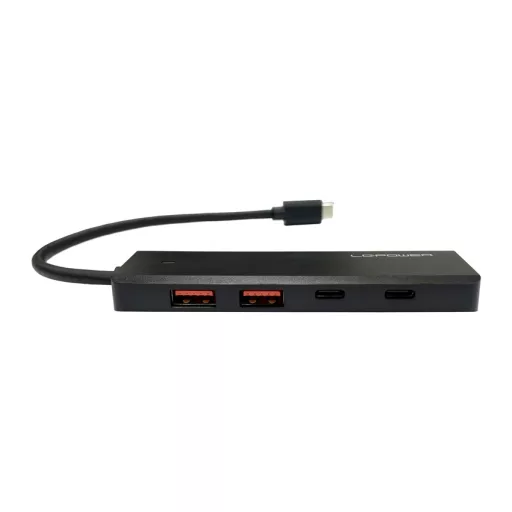 LC-Power LC-HUB-U3-4-C hálózati csatlakozó USB 3.2 Gen 2 (3.1 Gen 2) Type-A 10000 Mbit/s Fekete