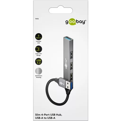 Goobay 74456 hálózati csatlakozó USB 3.2 Gen 1 (3.1 Gen 1) Type-A 5000 Mbit/s Világosszürke