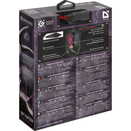 Defender SIN'SISTER GM-933 egér Játék Jobbkezes USB A típus Optikai 7200 DPI
