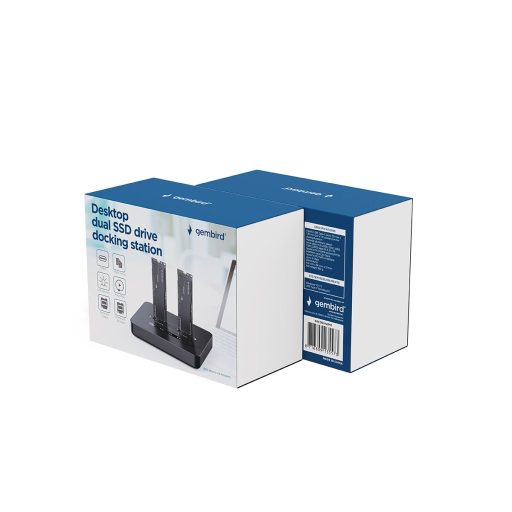 Gembird DD2-U3M2 Desktop dual drive USB Type-C M.2 NVME (and SATA) SSD docking station, black
