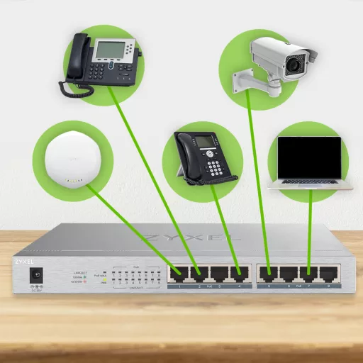 Zyxel GS1008HP Beállítást nem igénylő (unmanaged) Gigabit Ethernet (10/100/1000) Ethernet-áramellátás (PoE) támogatása Szürke