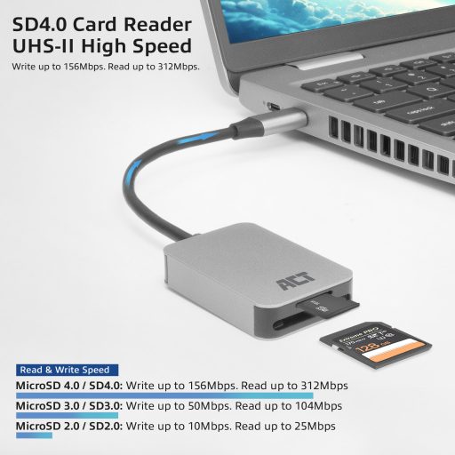 ACT AC7056 kártyaolvasó USB 3.2 Gen 1 (3.1 Gen 1) Type-C Szürke