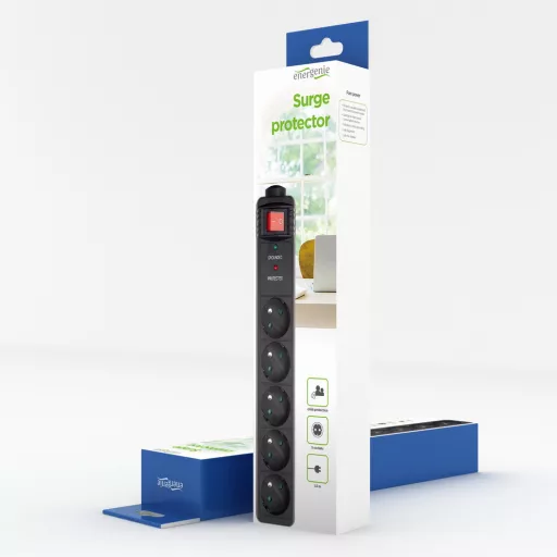Gembird SPF5-C-5 túlfeszültségvédő Fekete 5 AC kimenet(ek) 250 V 1,5 M