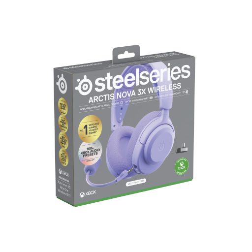 Steelseries Arctis Nova 3X Headset Vezeték nélküli Fejpánt Zene/általános Bluetooth Levendula
