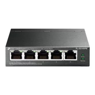   TP-Link TL-SG105PE hálózati kapcsoló Vezérelt L2 Gigabit Ethernet (10/100/1000) Ethernet-áramellátás (PoE) támogatása Fekete