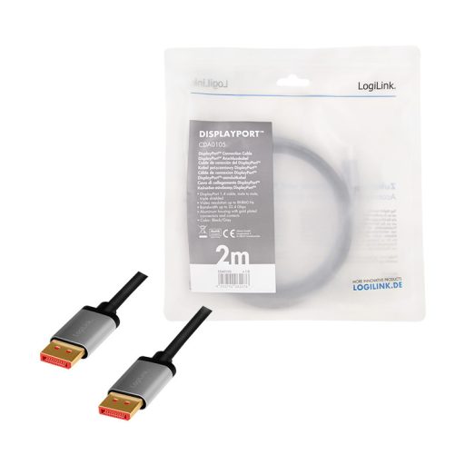 LogiLink CDA0105 DisplayPort kábel 2 M Fekete, Szürke