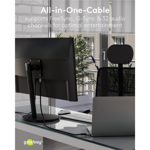 Goobay 75680 DisplayPort kábel 2 M Fekete