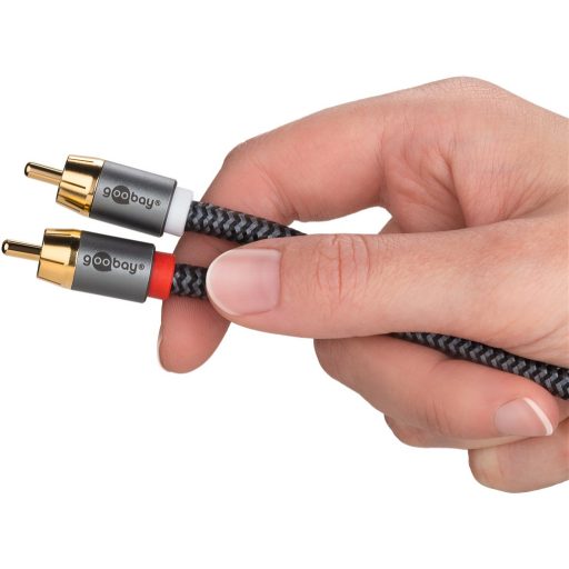 Goobay 65302 audio kábel 5 M 2 x RCA RCA Fekete, Ezüst