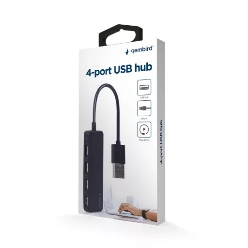 Gembird UHB-U2P4-06 hálózati csatlakozó USB 2.0 Type-A 480 Mbit/s Fekete