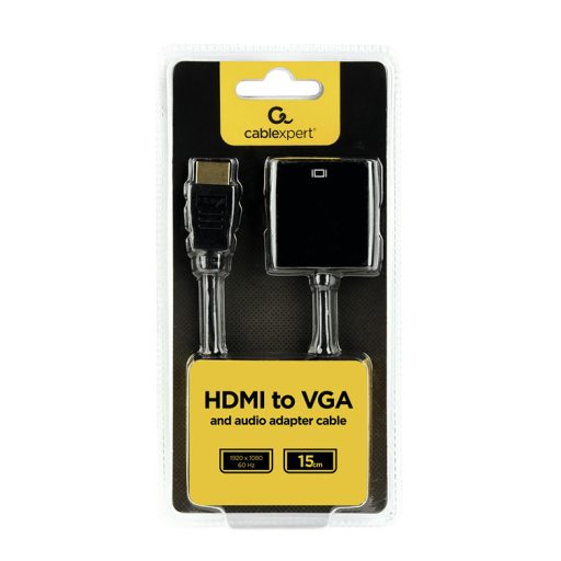 Gembird A-HDMI-VGA-03 video átalakító kábel 0,15 M HDMI A-típus (Standard) VGA (D-Sub) Fekete