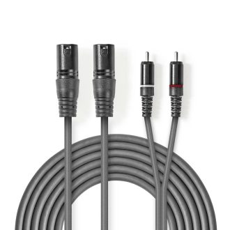   Nedis COTH15210GY15 audio kábel 1,5 M 2 x XLR (3-pin) 2 x RCA Szürke