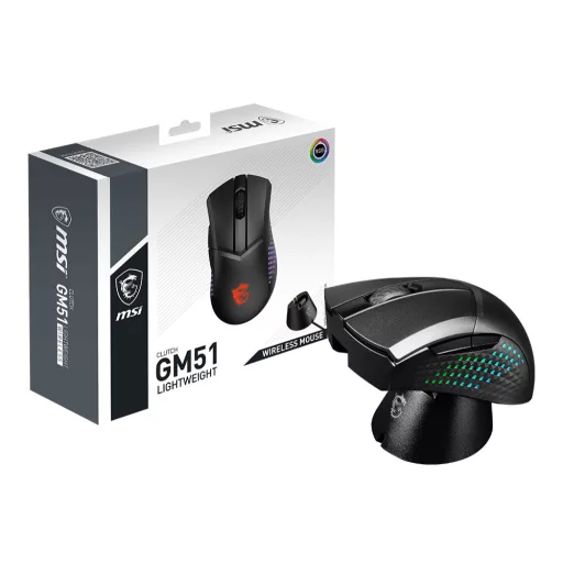 MSI CLUTCH GM51 LIGHTWEIGHT WIRELESS egér Játék Jobbkezes RF Wireless + Bluetooth + USB Type-C Optikai 26000 DPI