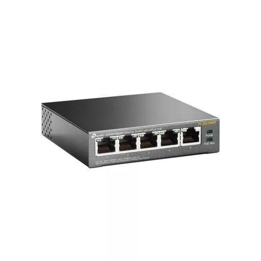 TP-Link TL-SG1005P Beállítást nem igénylő (unmanaged) Gigabit Ethernet (10/100/1000) Ethernet-áramellátás (PoE) támogatása Fekete