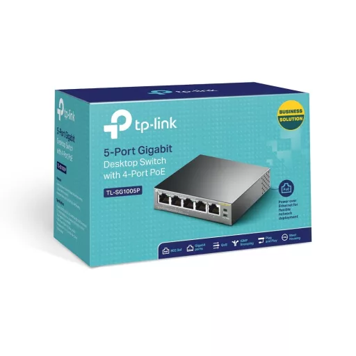 TP-Link TL-SG1005P Beállítást nem igénylő (unmanaged) Gigabit Ethernet (10/100/1000) Ethernet-áramellátás (PoE) támogatása Fekete