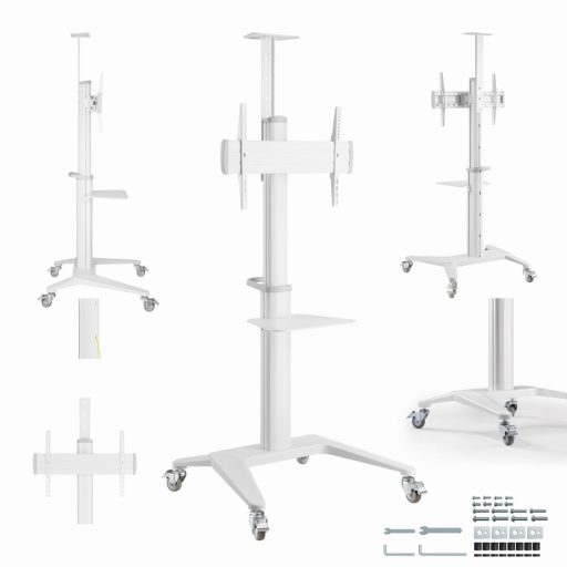 Gembird Aluminum TV floor stand with caster wheels, 37" - 70", baltas |