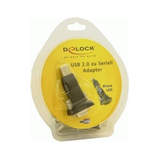 DeLOCK USB 2.0 to Serial Adapter soros kábel Fekete USB A típus DB-9