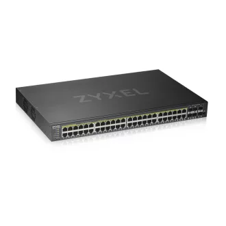   Zyxel GS1920-48HPV2 hálózati kapcsoló Vezérelt Gigabit Ethernet (10/100/1000) Ethernet-áramellátás (PoE) támogatása Fekete
