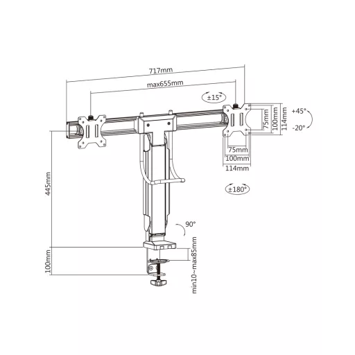 Multibrackets 9981 asztali TV konzol 68,6 cm (27") Fekete