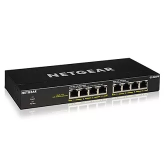   NETGEAR GS308PP Beállítást nem igénylő (unmanaged) Gigabit Ethernet (10/100/1000) Ethernet-áramellátás (PoE) támogatása Fekete