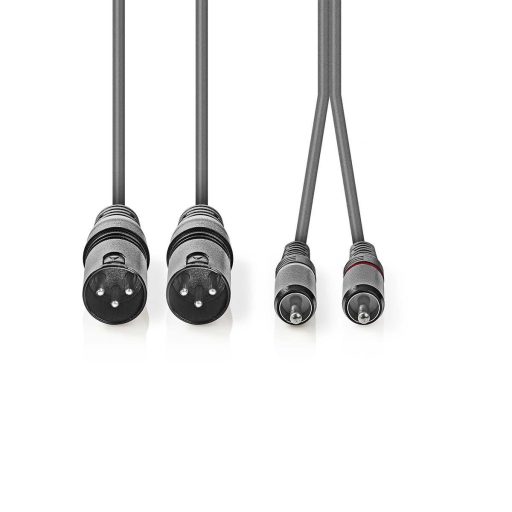 Nedis COTH15210GY30 audio kábel 3 M 2 x XLR (3-pin) 2 x RCA Szürke