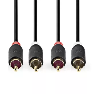 Nedis CABW24200AT05 audio kábel 0,5 M 2 x RCA Antracit