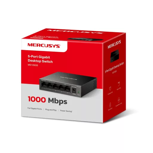 Mercusys MS105GS hálózati kapcsoló Beállítást nem igénylő (unmanaged) Gigabit Ethernet (10/100/1000) Fekete