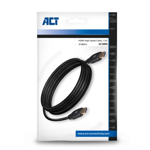 ACT AC3800 HDMI kábel 1,5 M HDMI A-típus (Standard) Fekete