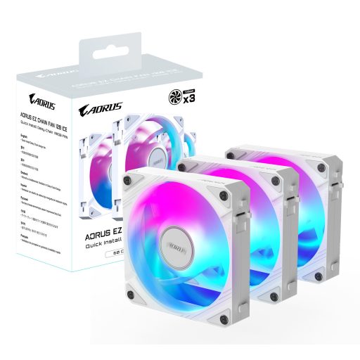 GIGABYTE AORUS EZ CHAIN FAN 120 ICE Alaplap Ventilátor 12 cm Fehér 1 db