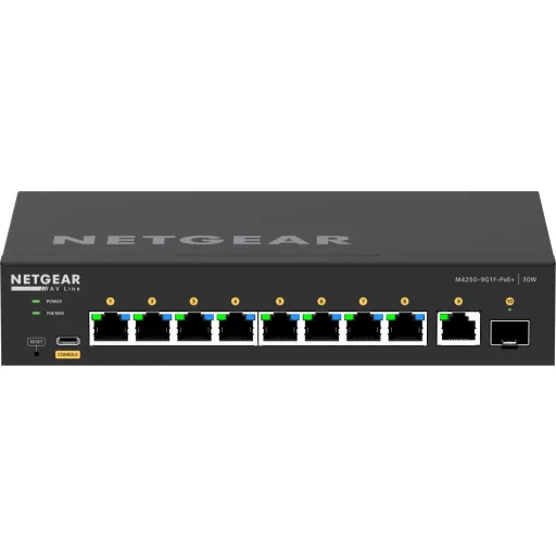 NETGEAR GSM4210PD-100EUS hálózati kapcsoló Vezérelt L2/L3 Gigabit Ethernet (10/100/1000) Ethernet-áramellátás (PoE) támogatása Fekete