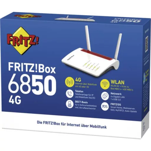 Box FRITZ! 6850 4G vezetéknélküli router Gigabit Ethernet Kétsávos (2,4 GHz / 5 GHz) Fehér