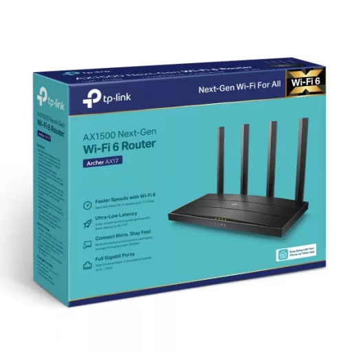 TP-Link Archer AX17 vezetéknélküli router Gigabit Ethernet Kétsávos (2,4 GHz / 5 GHz) Fekete